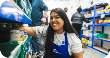 A girl from the store smiling